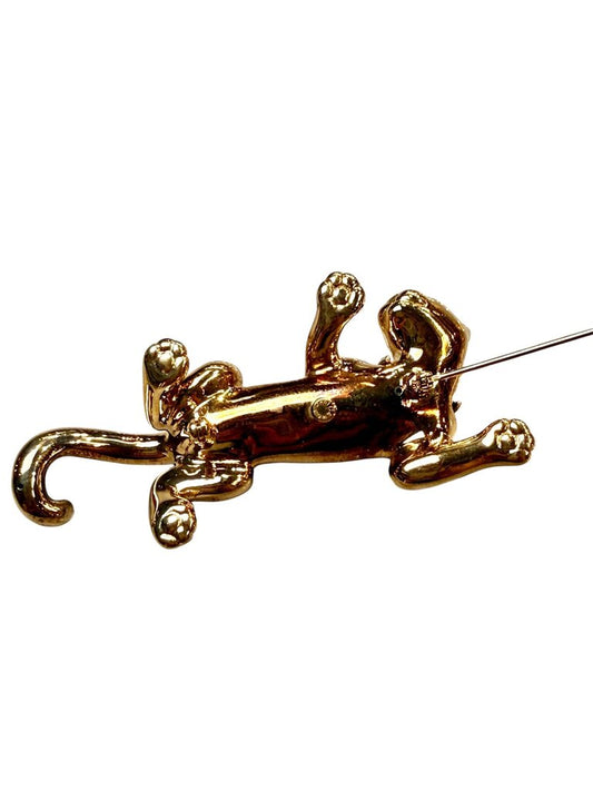 14KT YG PANTHER PIN W/DIA COLLAR PIN