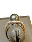 18KT WG TAHITIAN PEARL W/DIA HALO STYLE BAND SZ 7.5