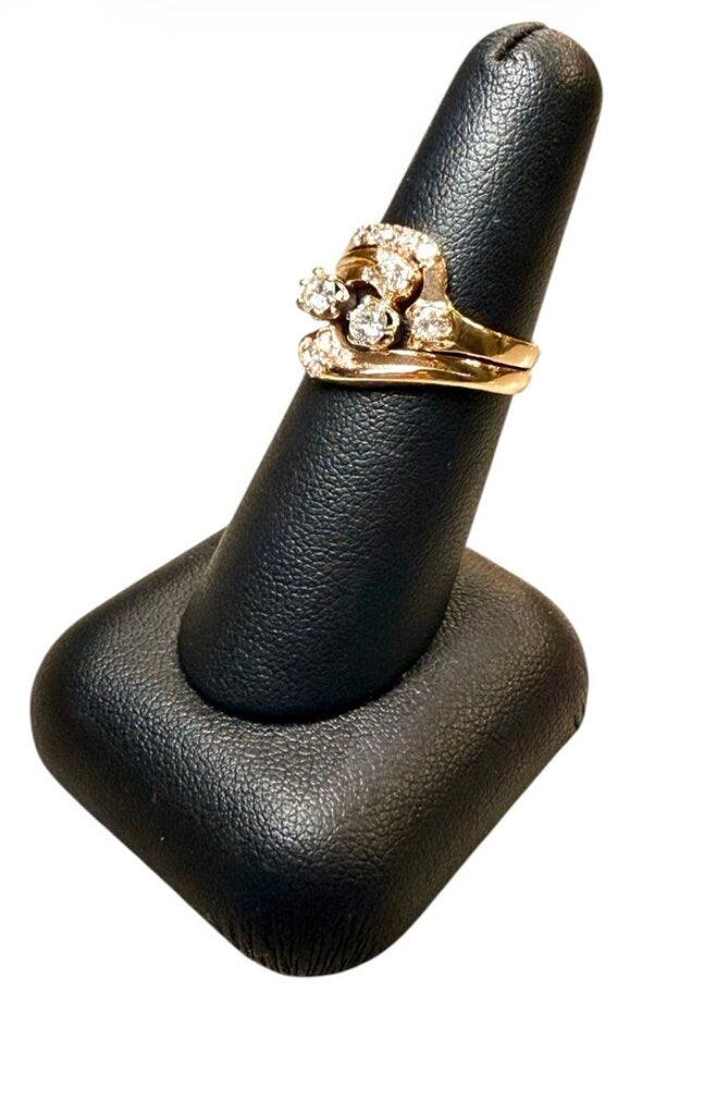 14KT YG 5/8CTTW RB FREEFORM WEDSET SOLDERED RING SZ 6