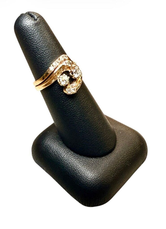 14KT YG 5/8CTTW RB FREEFORM WEDSET SOLDERED RING SZ 6