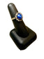18KT WG CAB STAR SAPPHIRE RING W/HALO WHITE SAPPHIRES SZ 6