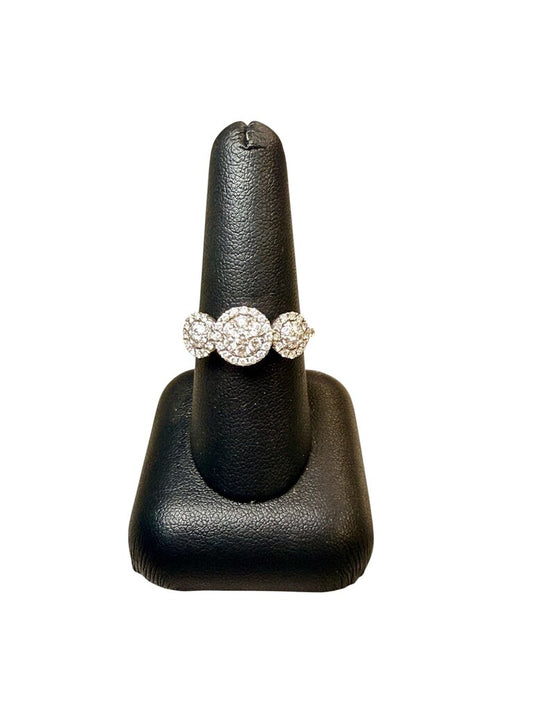 10KT WG PPF STYLE RB ILLUSION HALO RING 1/2CTTW RING SZ 8