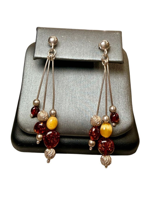 COSTUME AMBER DANGLE EARRINGS