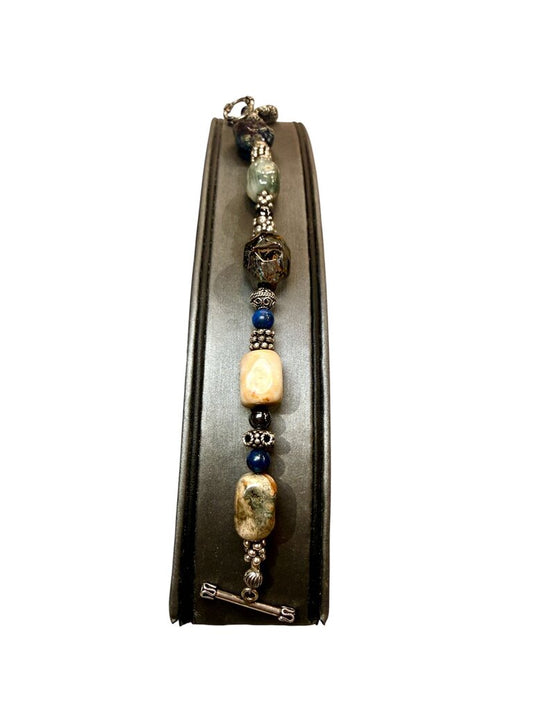 MORANO GLASS JASPER SCROLLING BEAD BRACELET W/ TOGGLE
