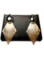 SS LARGE DIAMOND SHAPED FEATHER DROP EARRINGS W/ HEMATITE BEZEL SET (STAMPED F CHEE)